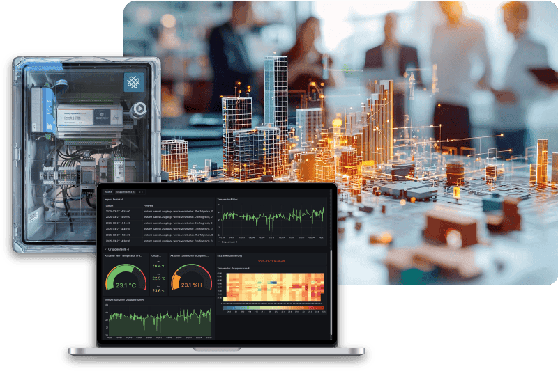 SICOSS Welt - mit SICOSS-Box, Analyse-Screen und Besprechung der Energieversorgung einer Stadt